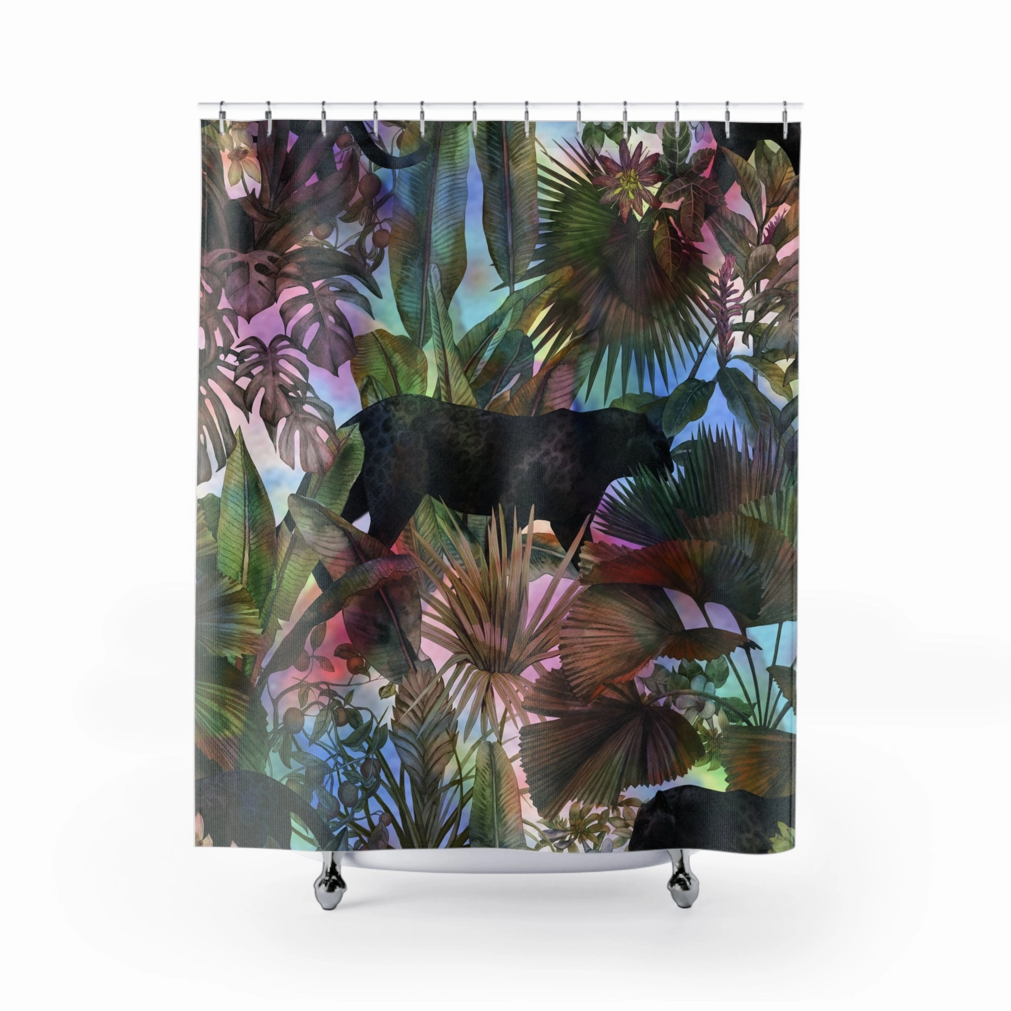 Floral Shower Curtain | Colorful Jungle Tropical Curtain Lighting,Home Lighting