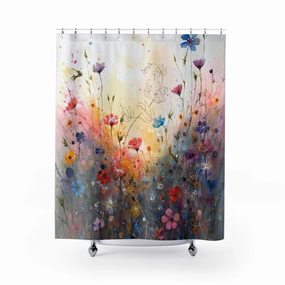 Floral Shower Curtain | Colorful Wild Garden Lighting,Home Lighting