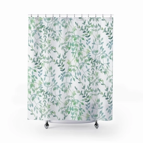 Floral Shower curtain | green teal leaves Lighting,Home Lighting