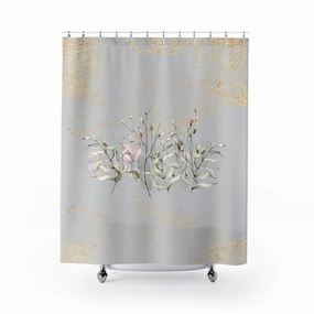 Floral Shower Curtain | Grey Blush Pink Beige Lighting,Home Lighting