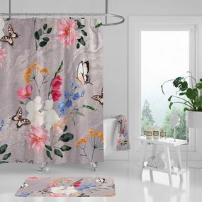 Floral Shower Curtain | Lavender Butterflies Lighting,Home Lighting