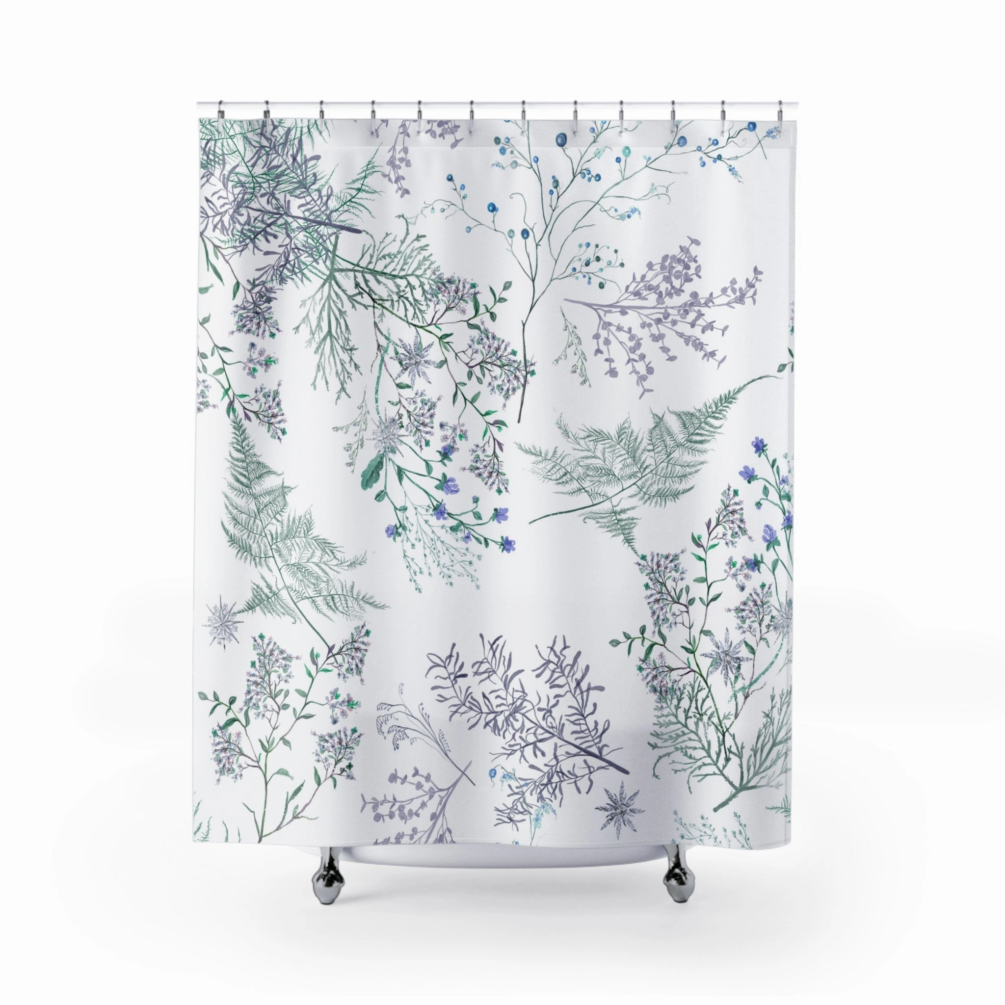 Floral Shower Curtain | Lavender Green Bath Curtain Lighting,Home Lighting