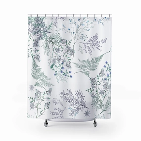 Floral Shower Curtain | Lavender Green Bath Curtain Lighting,Home Lighting