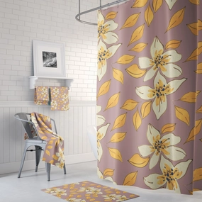 Floral Shower Curtain | Mauve Pink, Beige Botanical Lighting,Home Lighting