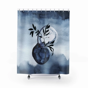 Floral Shower Curtain | Navy Blue Ombre Lighting,Home Lighting