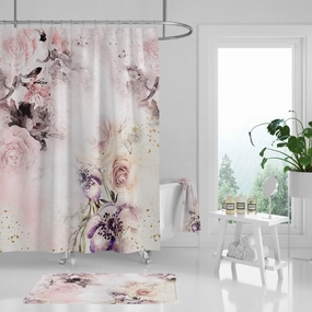 Floral Shower Curtain | Pastel Pink Roses Lighting,Home Lighting