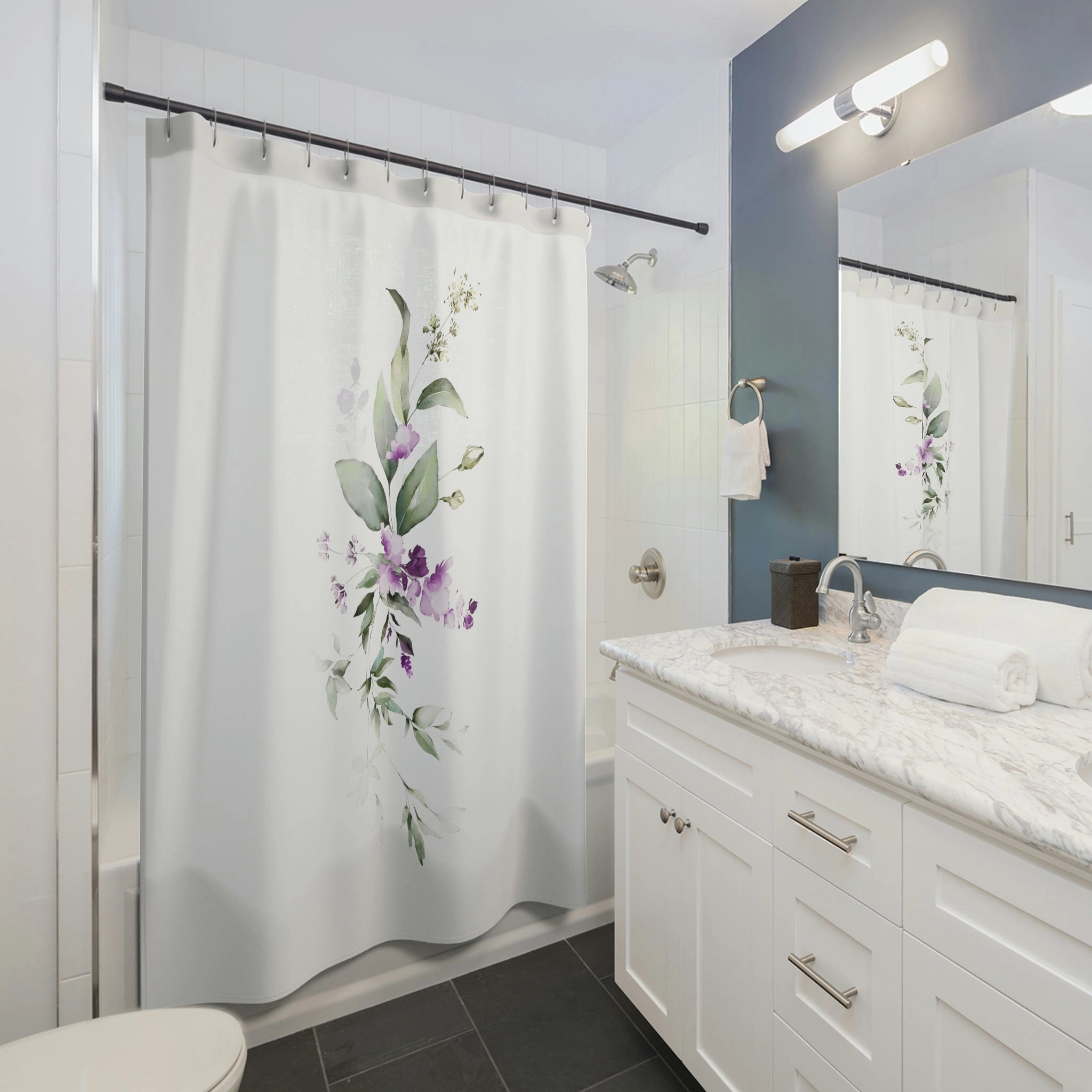 Floral shower curtain | Purple Lavender