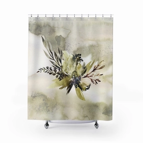 Floral Shower Curtain | Sage Green Ombre Lighting,Home Lighting