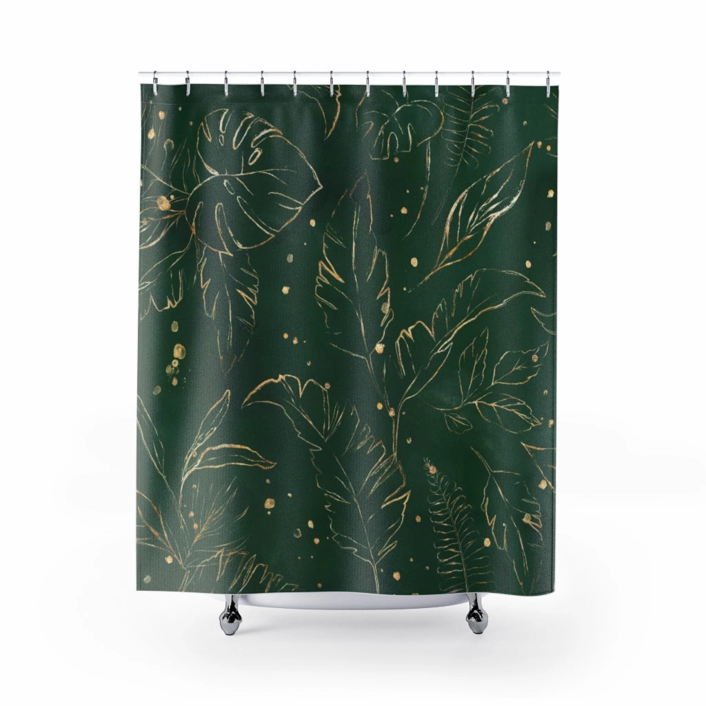 Floral Shower Curtains | Green Beige Monstera