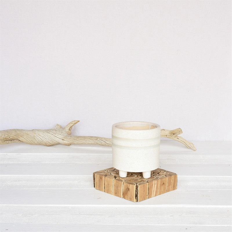 Fluorite Cachepot, Ceramic - Lrg - White, Teal