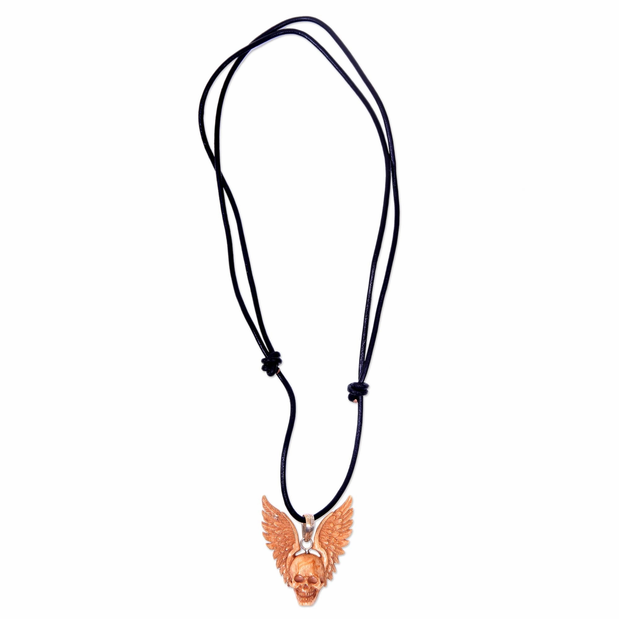 Flying Skull Cow Bone Pendant Necklace