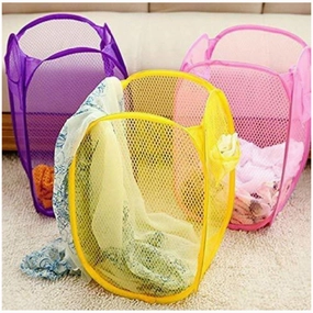 Foldable Mesh Pop-Up Laundry Basket 34x57cm fabric hamper,portable laundry bin,laundry storage