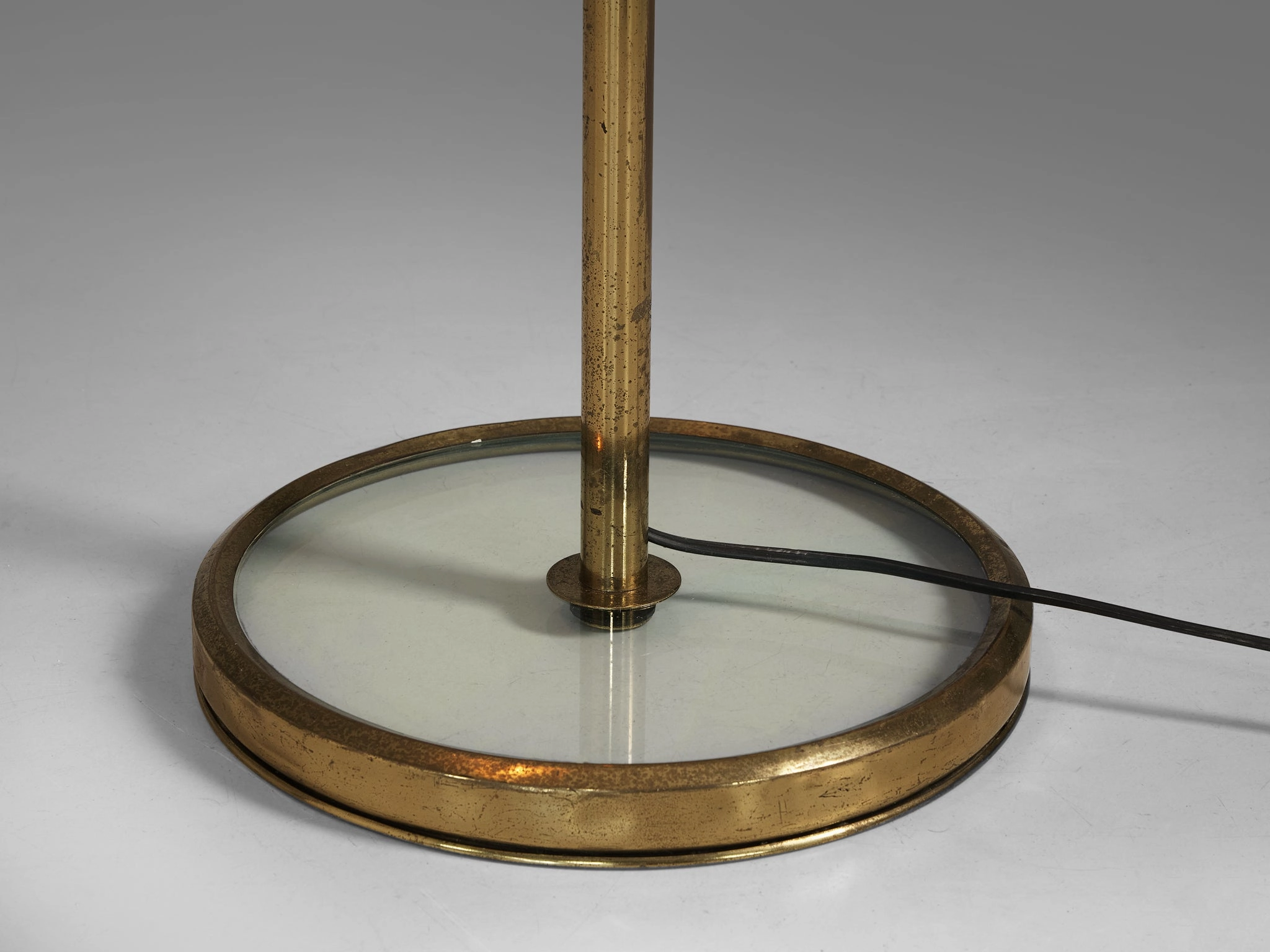 Fontana Arte Floor Lamp in Patinated Brass and Glass