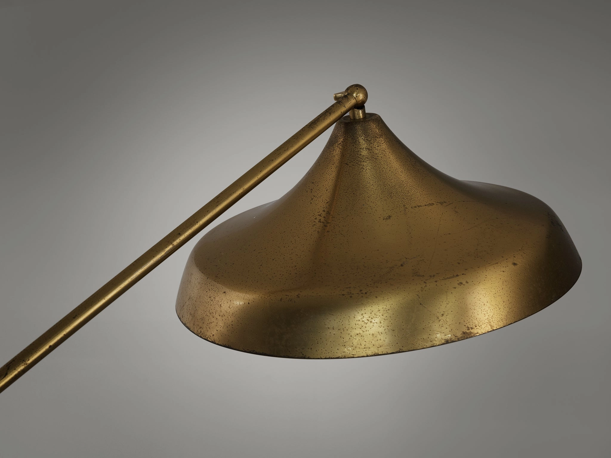 Fontana Arte Floor Lamp in Patinated Brass and Glass