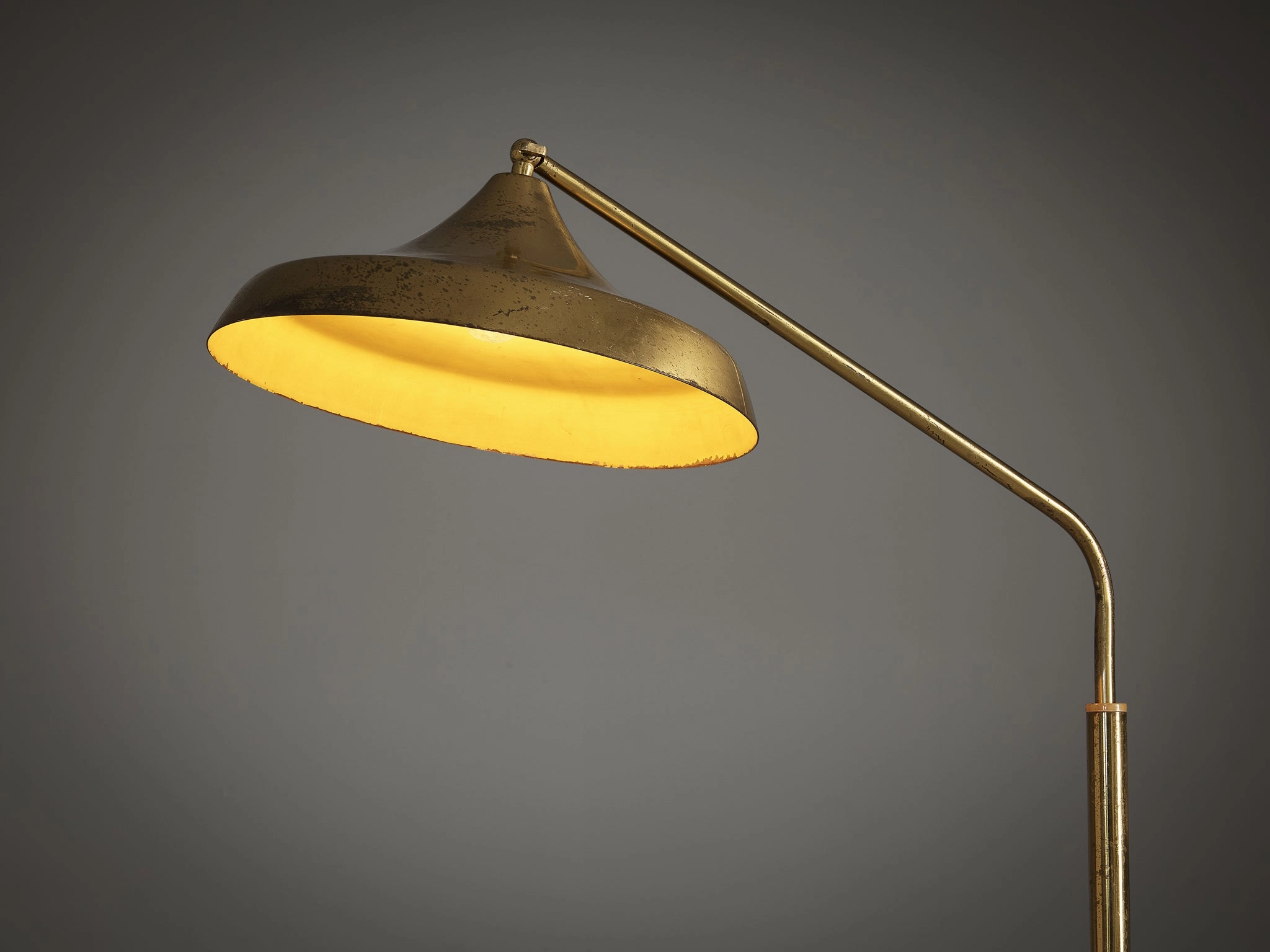 Fontana Arte Floor Lamp in Patinated Brass and Glass