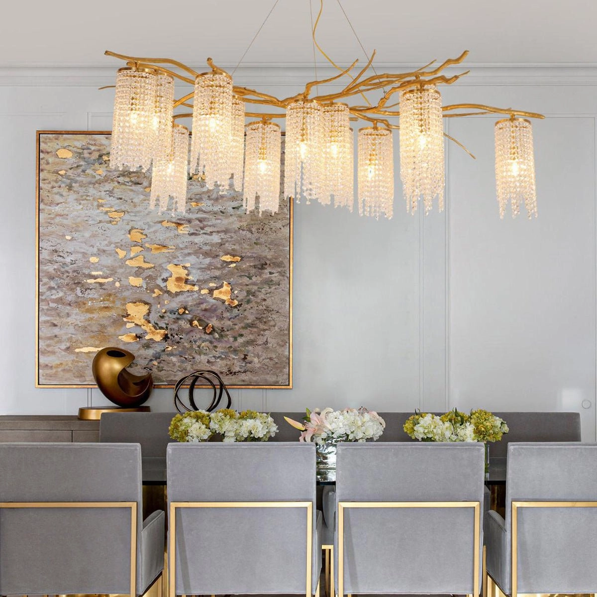 Forest Dawn Brass Chandelier