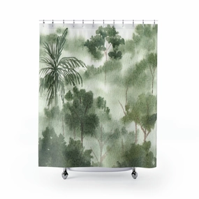 Forest Shower Curtain | Sage Green Watercolor Lighting,Home Lighting