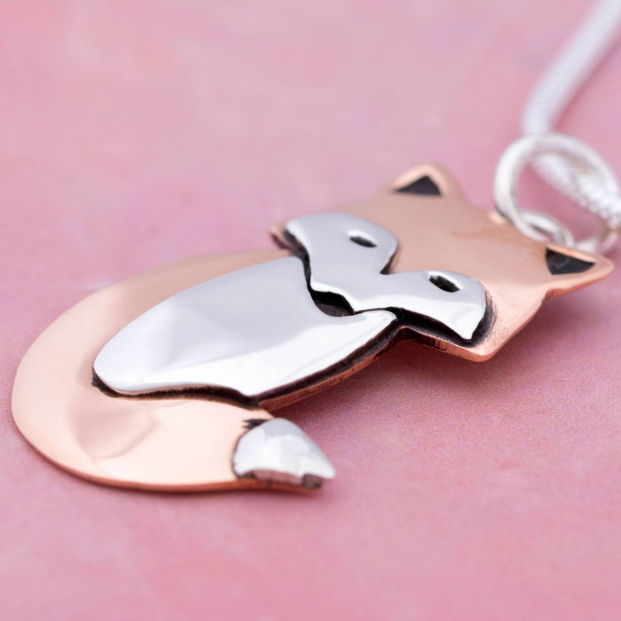 Fox Sterling & Copper Necklace