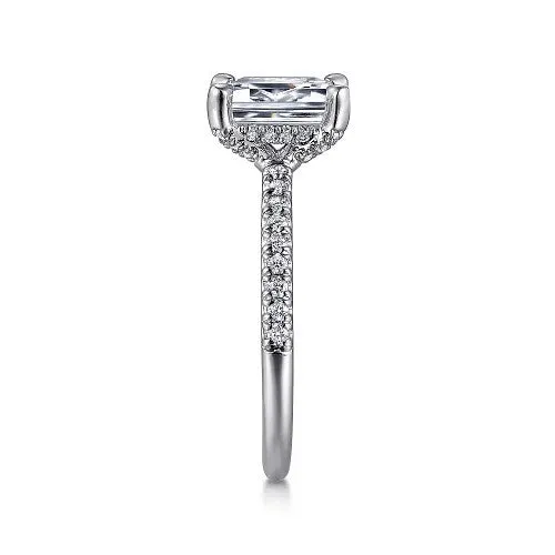 Franka - 14K White Gold Emerald Cut Diamond Engagement Ring (Setting Only)