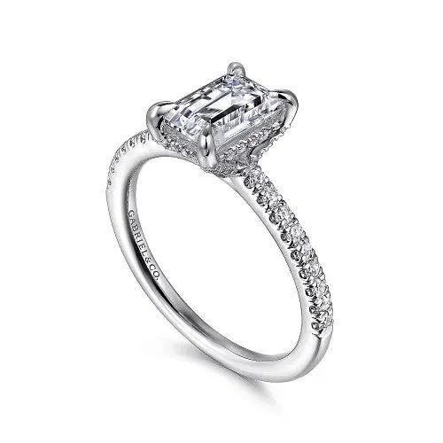 Franka - 14K White Gold Emerald Cut Diamond Engagement Ring (Setting Only)