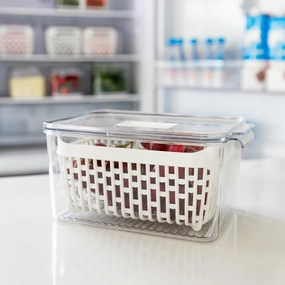 Fridge Storage Container with Basket (Single) Figurines,Decorative Ornaments