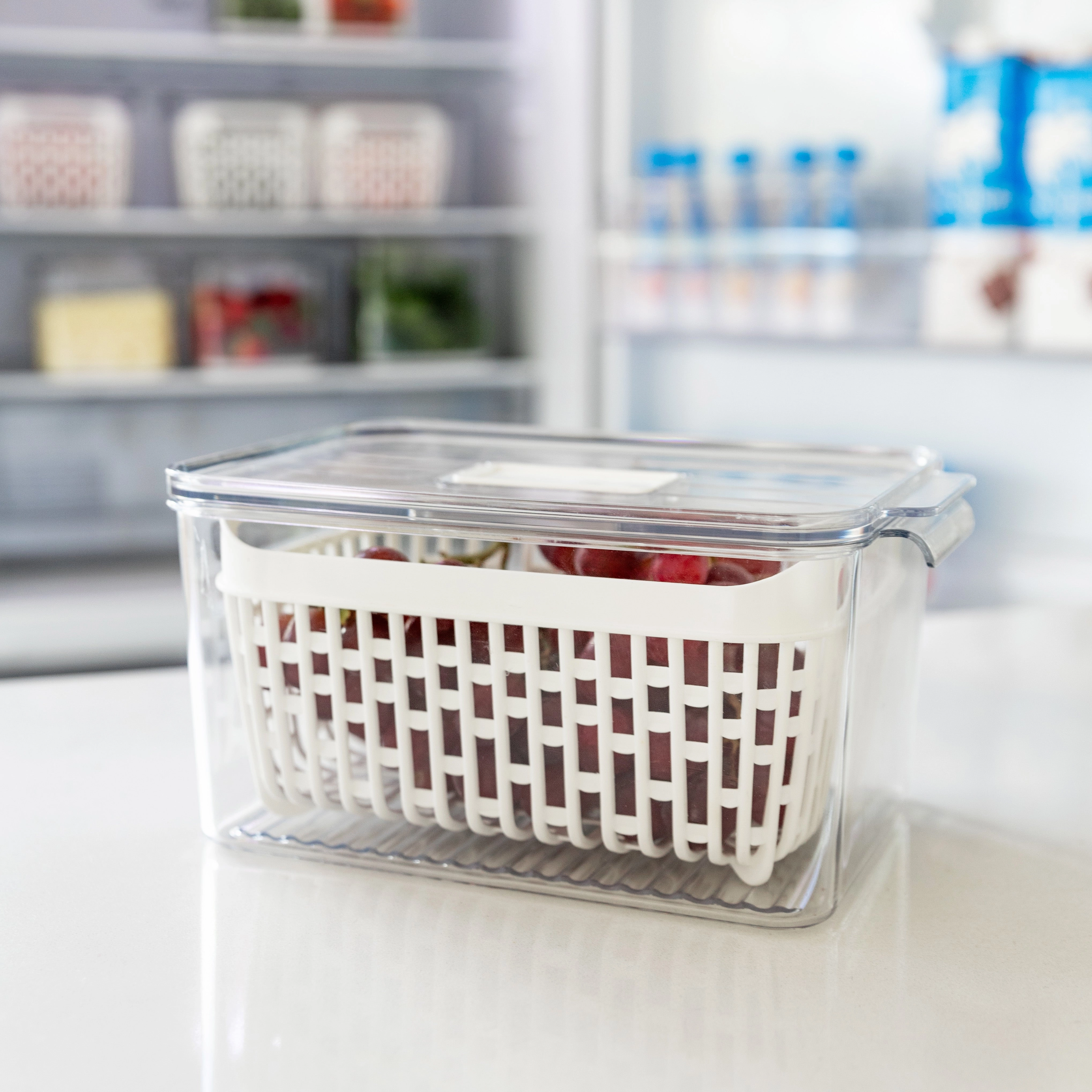 Fridge Storage Container with Basket (Single) Figurines,Decorative Ornaments