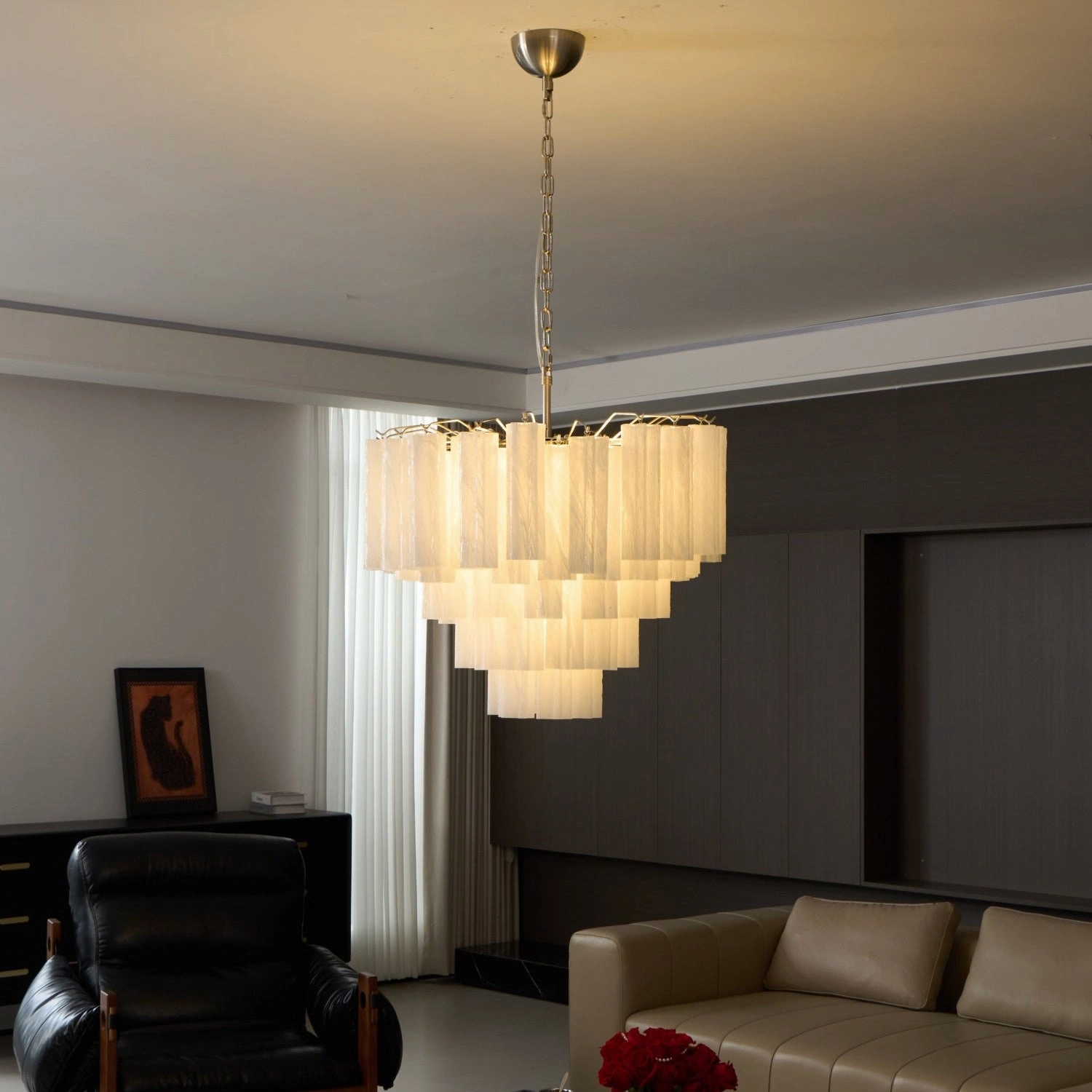 Frosted Murano Cascade Chandelier