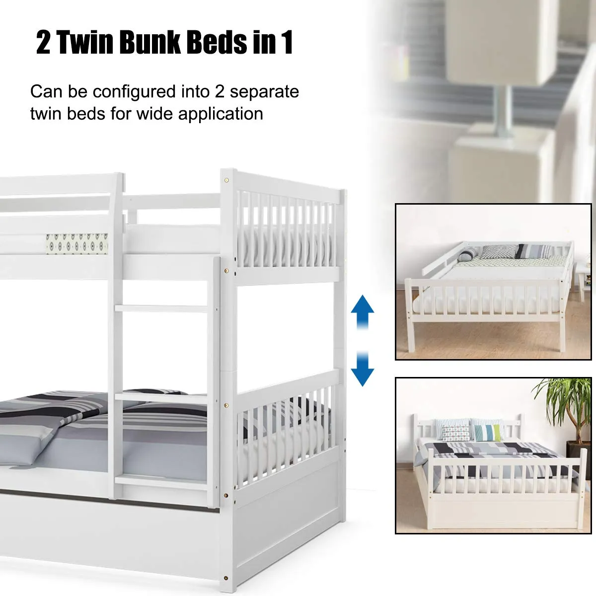 Full Over Full Bunk Beds with Ladder