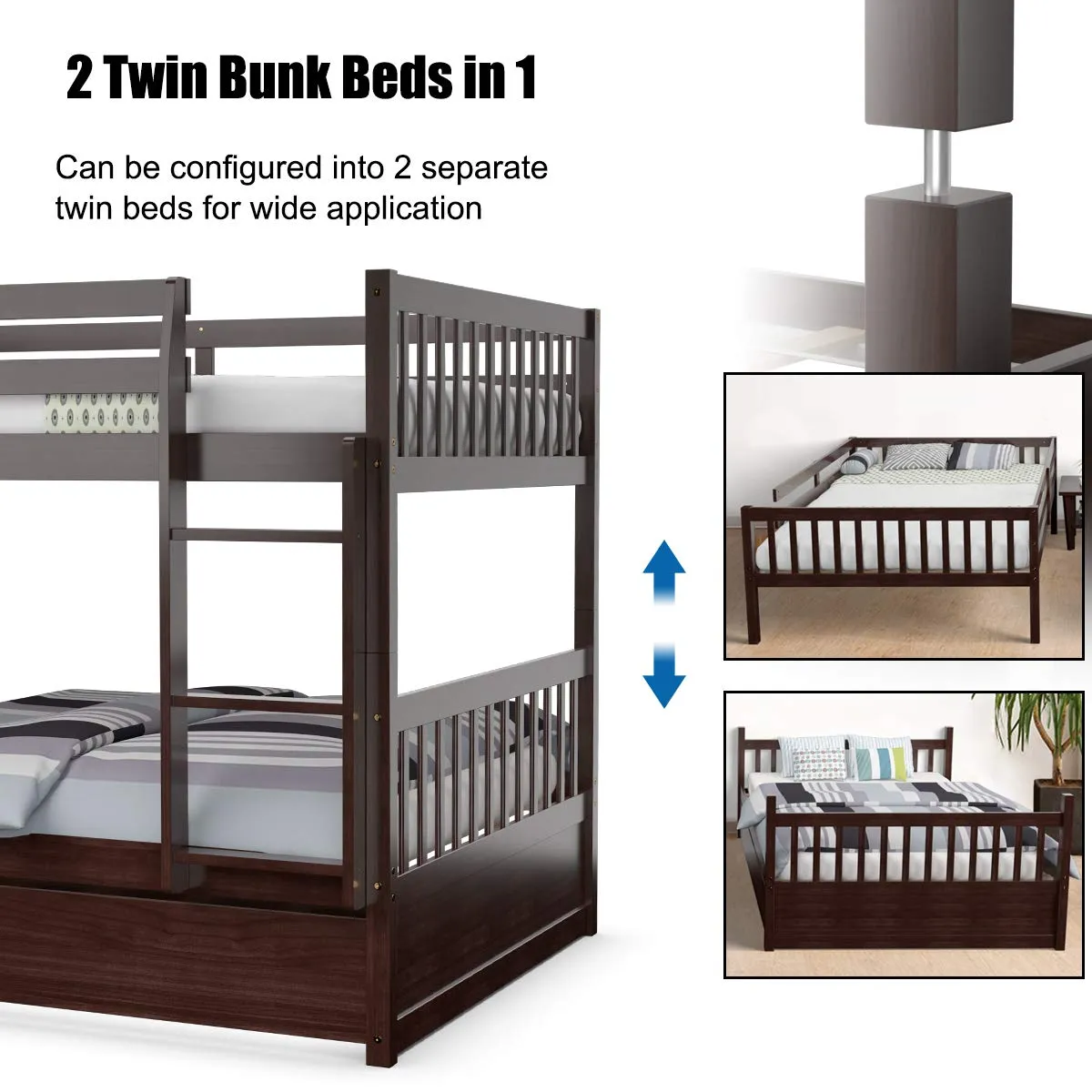 Full Over Full Bunk Beds with Ladder