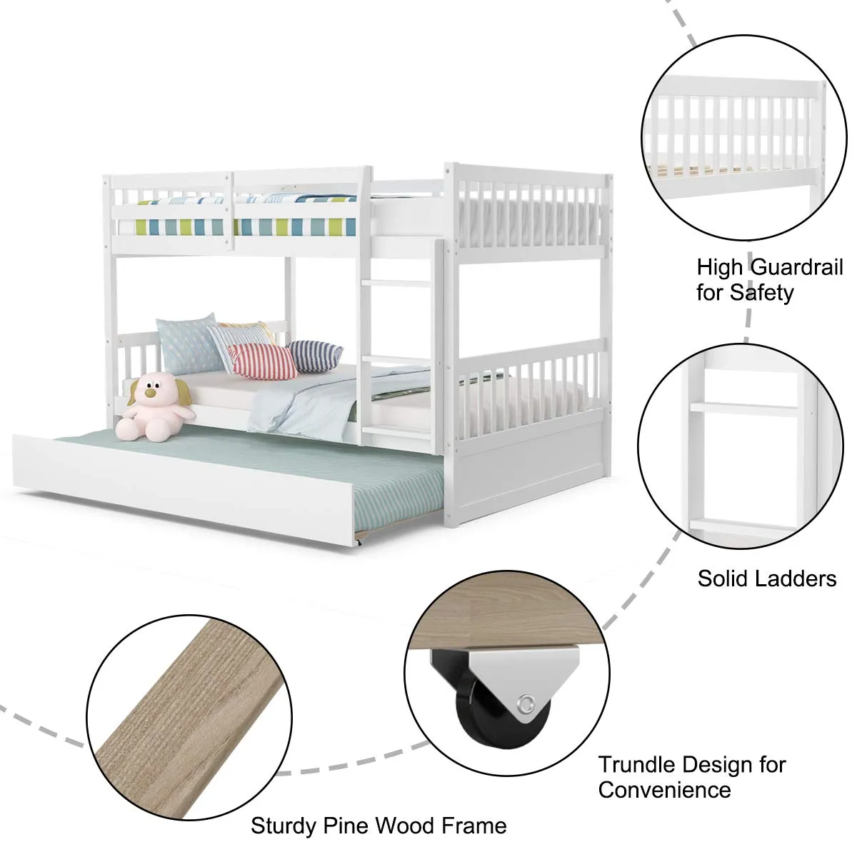 Full Over Full Bunk Beds with Ladder