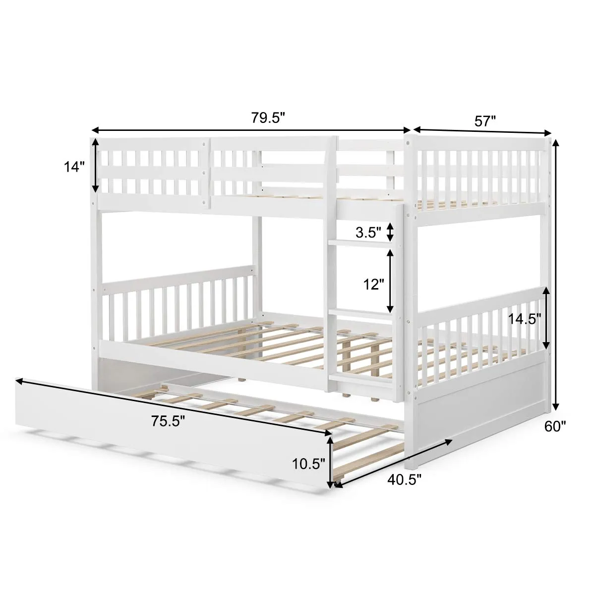 Full Over Full Bunk Beds with Ladder