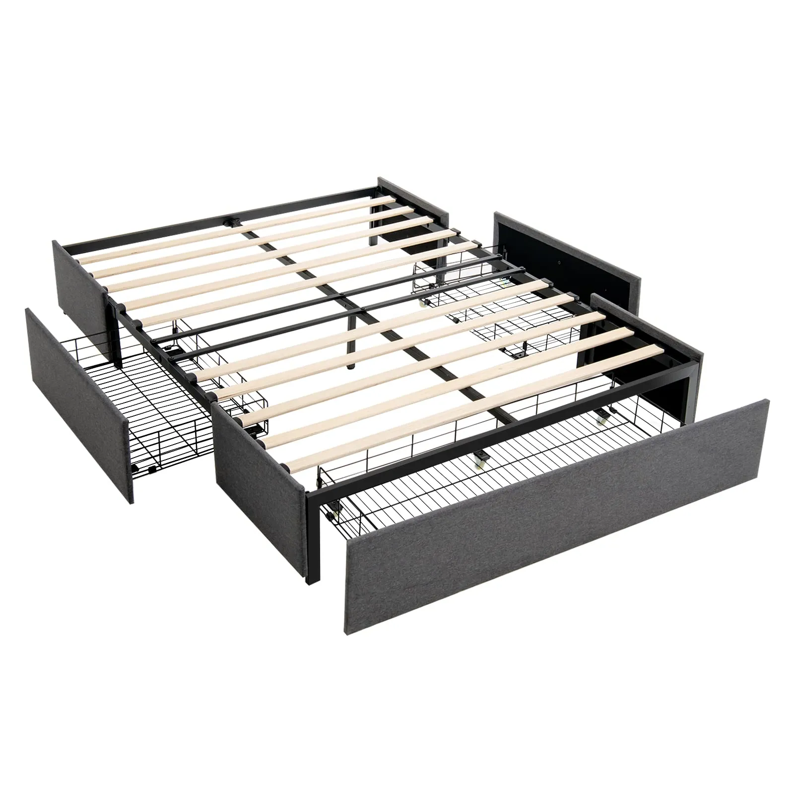 Full Size Platform Bed Frame with 3 Storage Drawers