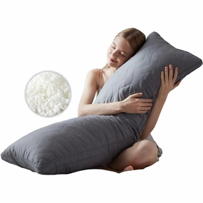 Full Body Pillow for Side Sleeper - Soft Long Bed Pillow for Adults - Memory Foam-grey pillows,bed pillow,sleeping cushion