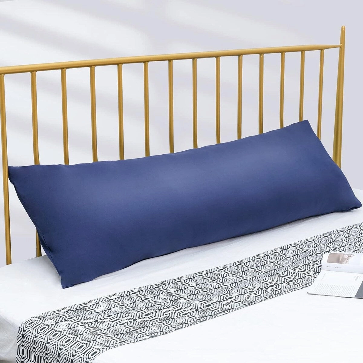 Full Body Pillow Insert with Fiber Cover, 20"x54" - Blue