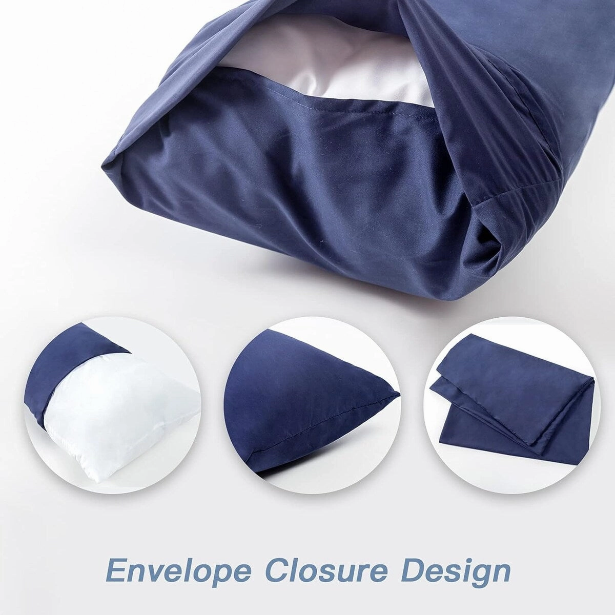 Full Body Pillow Insert with Fiber Cover, 20"x54" - Blue