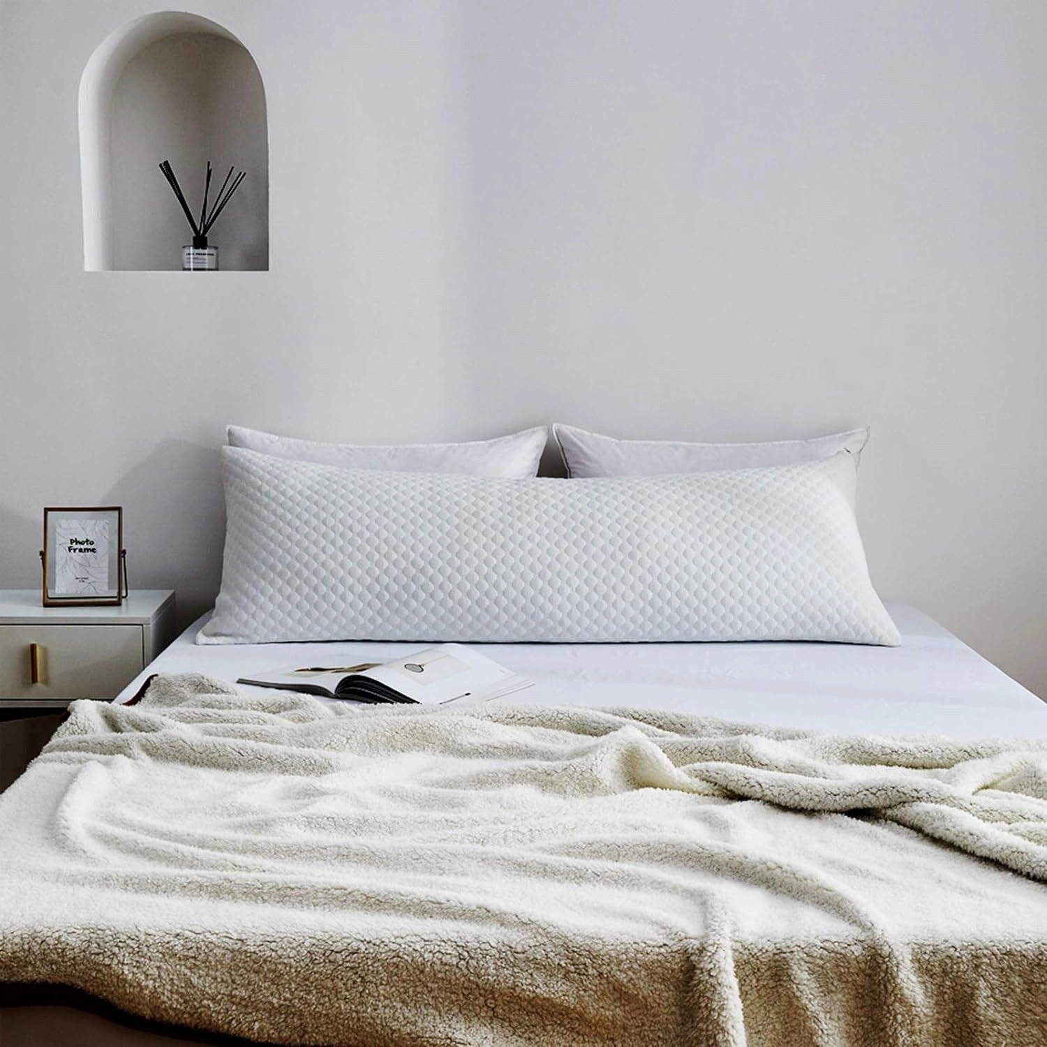 Full Body Pillow Insert with Fiber Cover, 20"x54" - Off-white