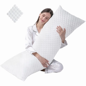 Full Body Pillow Insert with Fiber Cover, 20"x54" - Off-white pillows,bed pillow,sleeping cushion