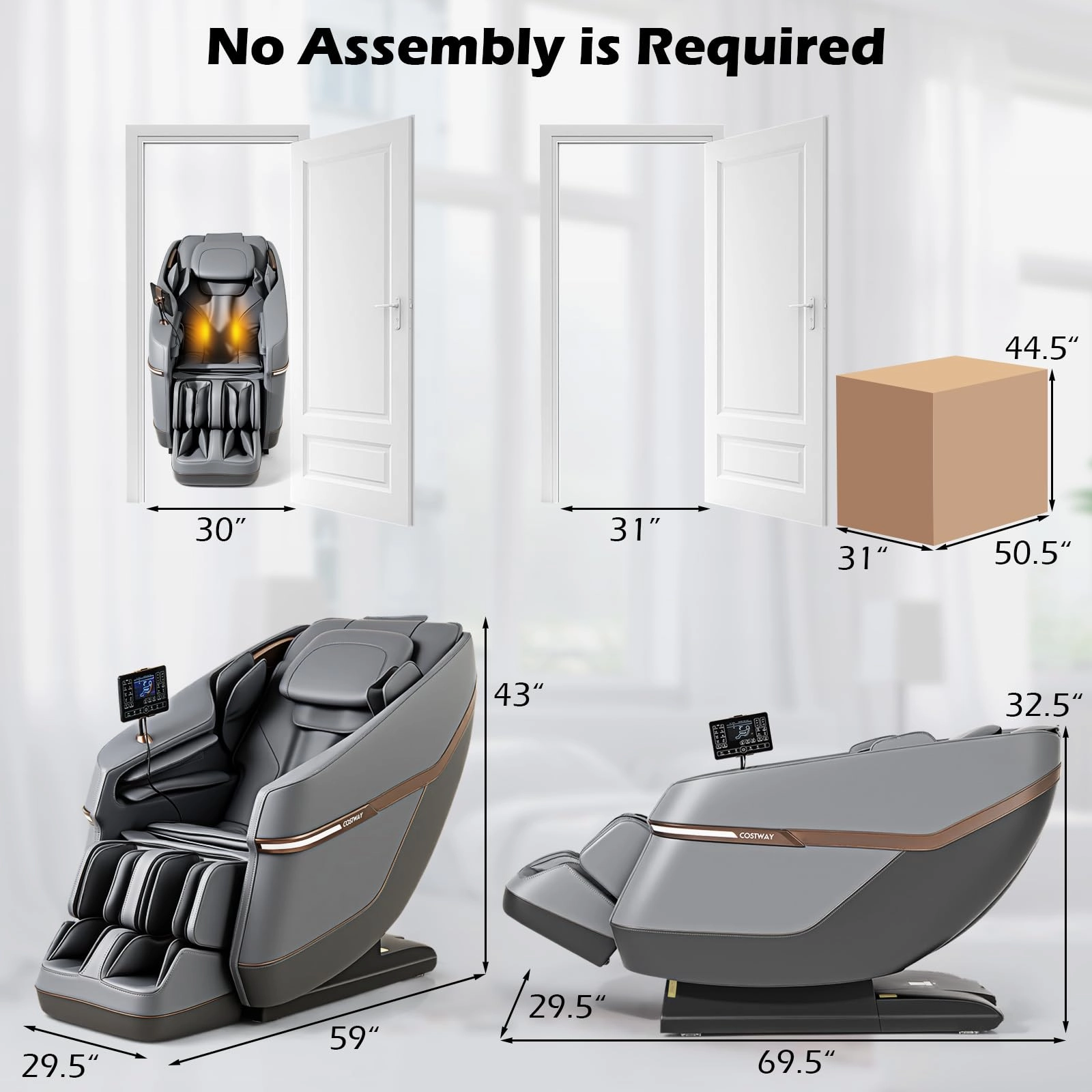 Full Body Zero Gravity Massage Chair, SL Track Massage Recliner w/Airbags
