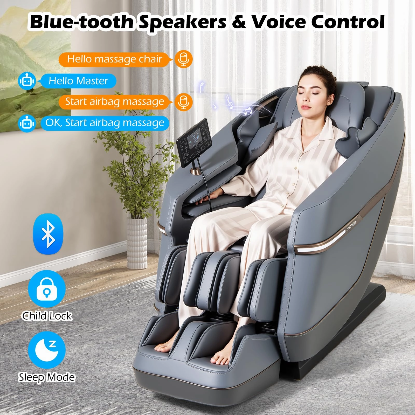 Full Body Zero Gravity Massage Chair, SL Track Massage Recliner w/Airbags