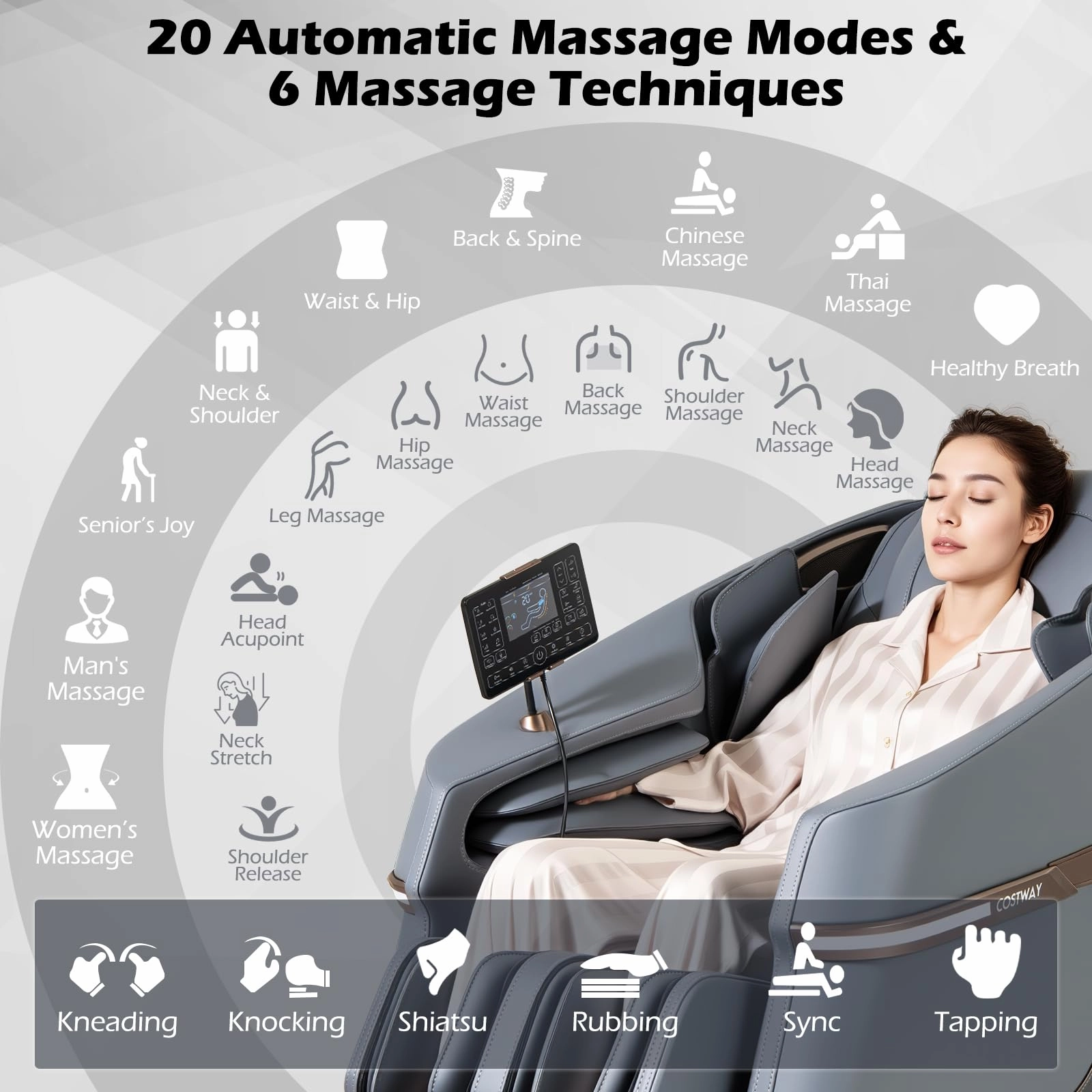 Full Body Zero Gravity Massage Chair, SL Track Massage Recliner w/Airbags