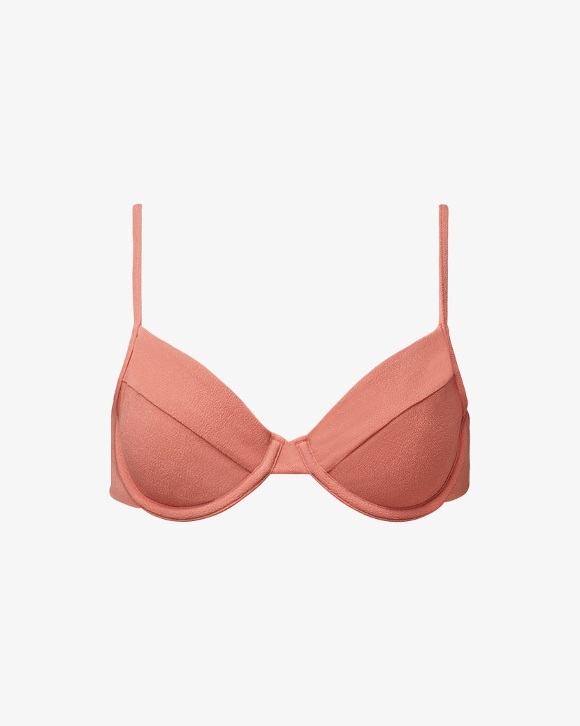 Full Coverage Crepe Knit Underwire Bikini Top