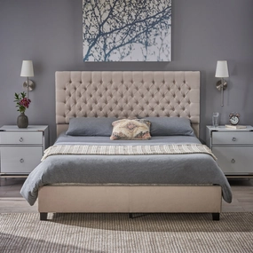 Fully Upholstered Fabric Queen Bed - NH762003 throw blanket, decorative pillow