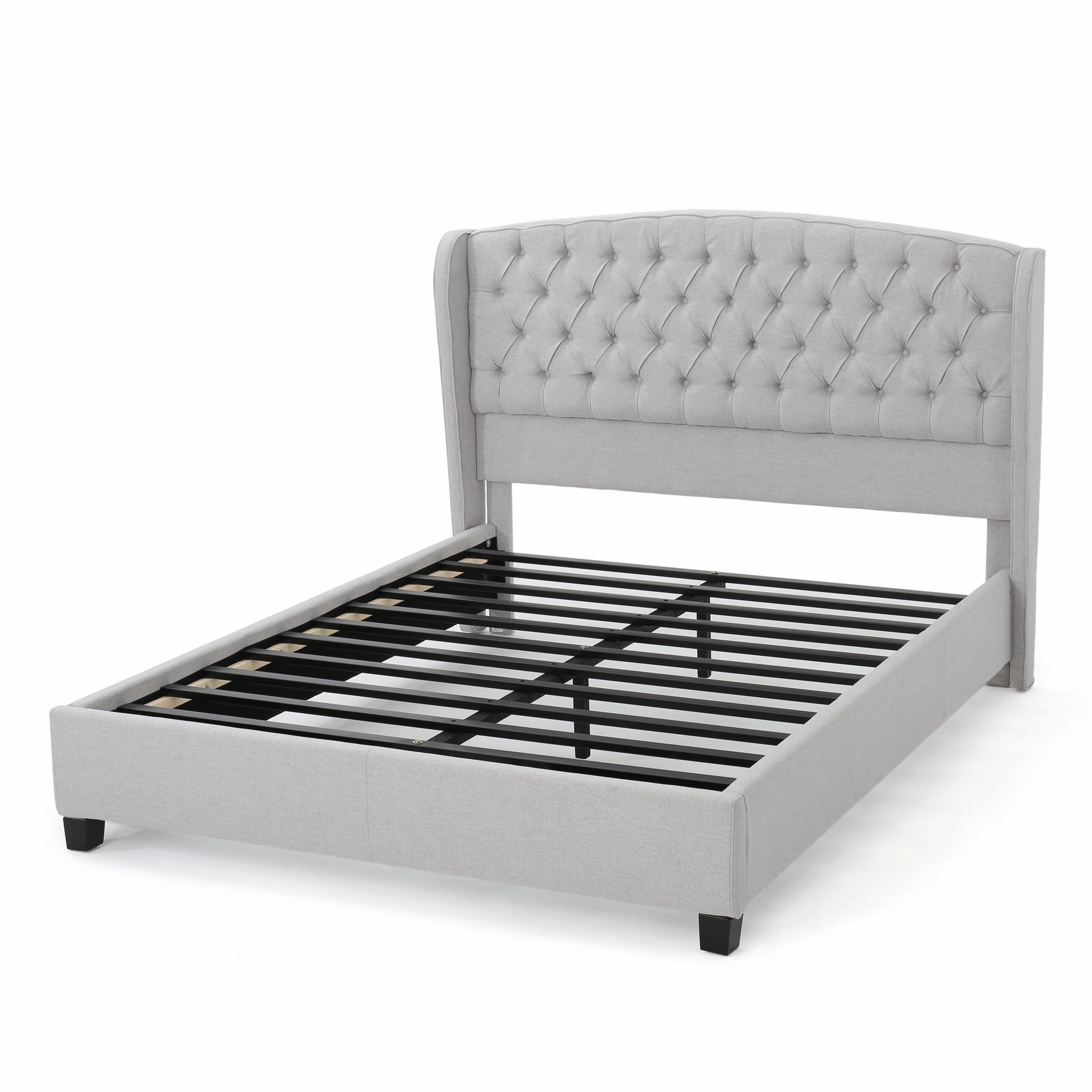 Fully-Upholstered King-Size Platform Bed Frame, Low-Profile, Contemporary - NH316703