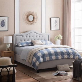 Fully Upholstered Queen Bed Set - NH011003 throw blanket, decorative pillow