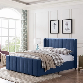 Fully Upholstered Queen Size Bed Frame - NH589603 throw blanket, decorative pillow