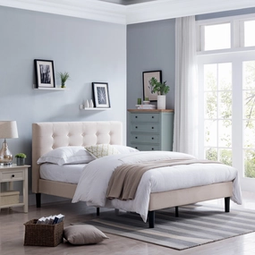 Fully-Upholstered Queen-Size Platform Bed Frame, Modern, Contemporary, Low-Profile - NH355703 throw blanket, decorative pillow