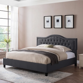Fully-Upholstered Traditional Bed Frame - NH267503 throw blanket, decorative pillow
