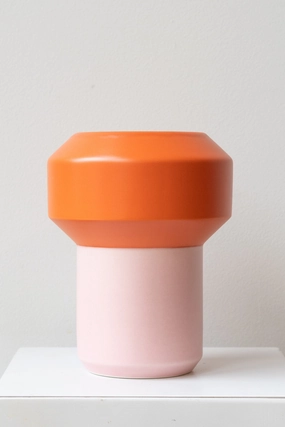 Fumario Ceramic Vase, 20cm - Orange & Pink Vase,Flower Vase
