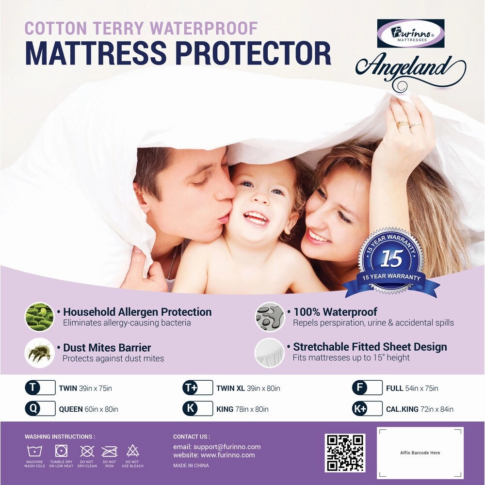 Furinno Angeland Waterproof Terry Cloth Mattress Protector