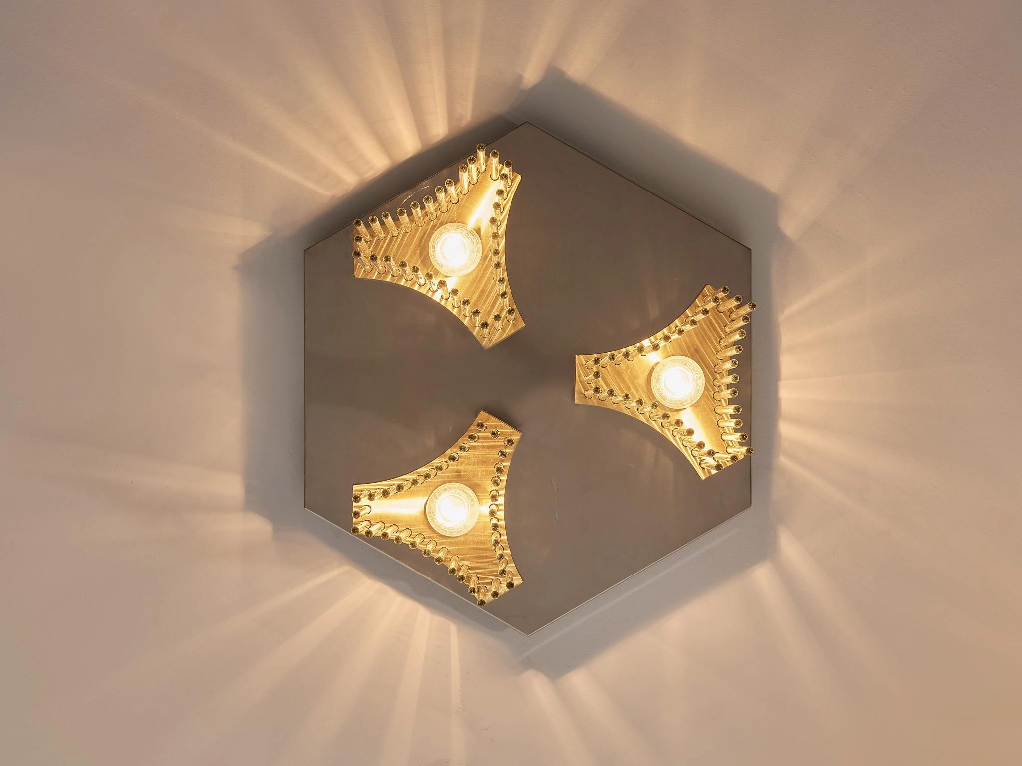 Gaetano Sciolari Ceiling Light in Metal and Glass